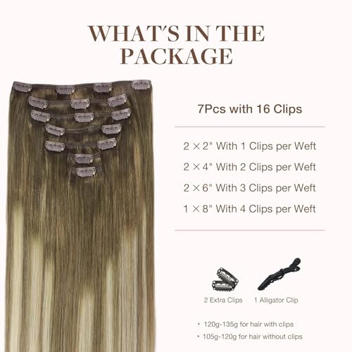 image for GOO GOO Clip in Hair Extensions Real Human Hair, Remy Human Hair Exten