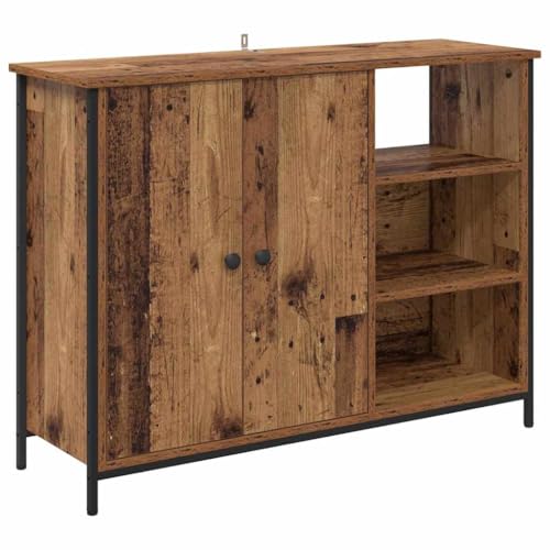 Vitrina madera aparador marrón de 100x33x75 cm para muebles de salón 3