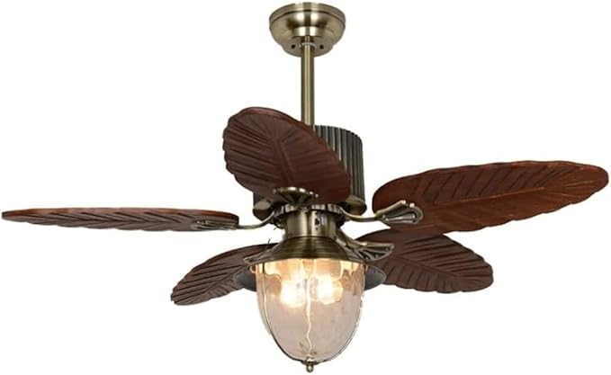 LIOONS draagbare plafondventilator Retro Plafondventilatoren Licht Massief Houten Palm Ventilator Licht Energiebesparende Opknoping Ventilator Lamp Rustige Omkeerbare Motor Voor Thuis Eetkamer energiebesparend