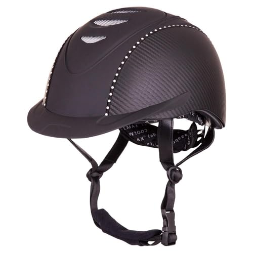 Casco de equitación ajustable talla 48-52 BR Viper Patron Carbon negro para jinetes