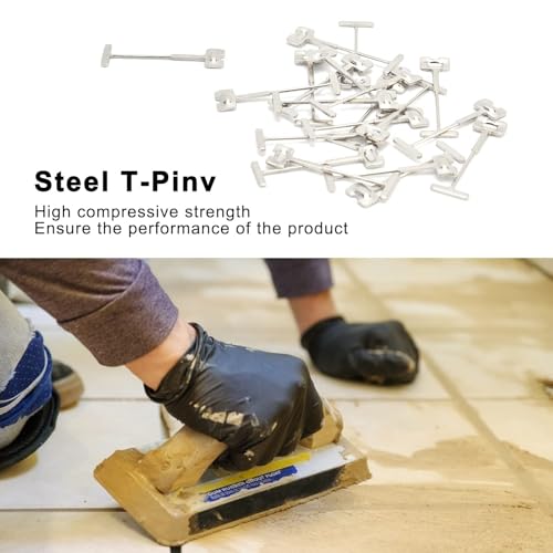 100Pcs T-Pins, Fliesen Ersatz Stahlnadeln Fliesen Nivelliersystem Kit Böden Wände Gebäude Fliesen Leveler mit Hoher Druckfestigkeit