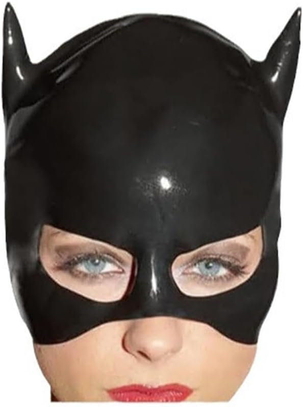 Latex Hood Rubber Mask Handmade for Men Women,LATEX Head Cover Open Eyes Mouth Masks with Ears,Back Zipper