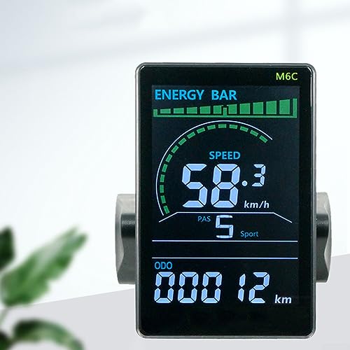 Electric Bike LCD Display Screen, 3.6 inch TFT Large Colorful Screen M6C E-Bike Scooter Meter Panel Ebike Accessories, with 5Pin SM Cable