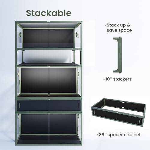 Image of Phailozoo Stackable 50 Gallon Reptile Enclosure for Gecko, Juvenile Reptile | Adding Vibrant Fun for Your Home, Anti-fingerprint Tempered Glass Door with Handles Easy to Feed & Clean