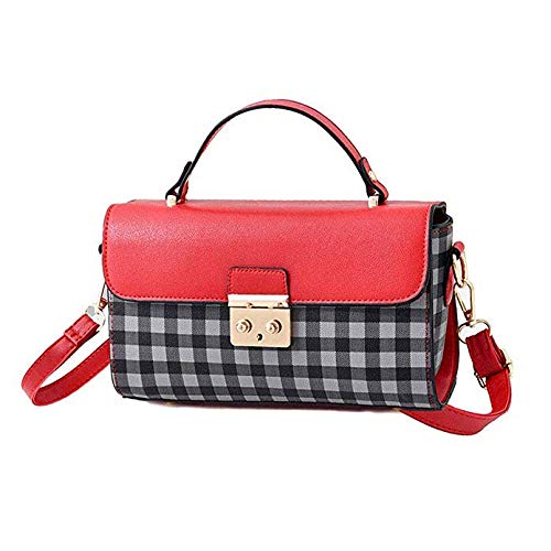 Sac de dames bicolore chic avec imprimé plaid et bandoulière réglable