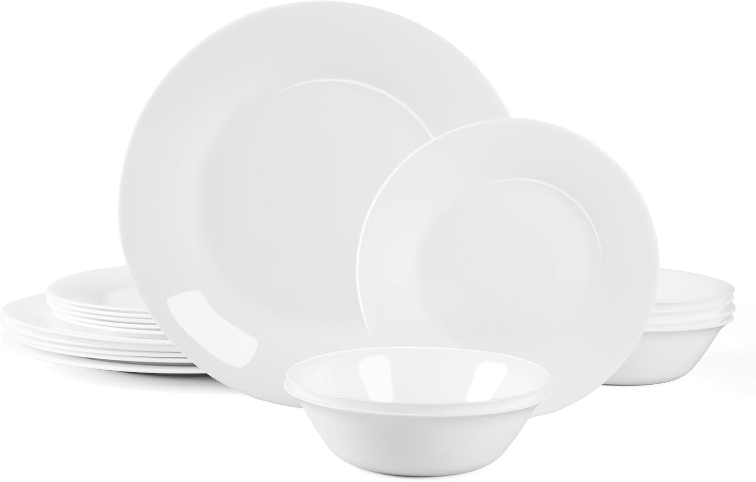 Dinnerware Sets for 6, LaGlint 18 Pieces Opal Glass Plates and Bowls Set, Dishwasher and Microwave Safe Dish Dinning Ware Set, Chip and Scratch Resistant Dishware Sets White