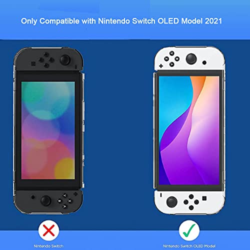 Gsrypc 5 In 1 Hd Clear Shock-Absorption And Anti-Scratch Design Protective Case With Bracket Compatible With Nintendo Switch Oled Model 2021 Protective Case Cover And Joy-Con Controller #TOP1