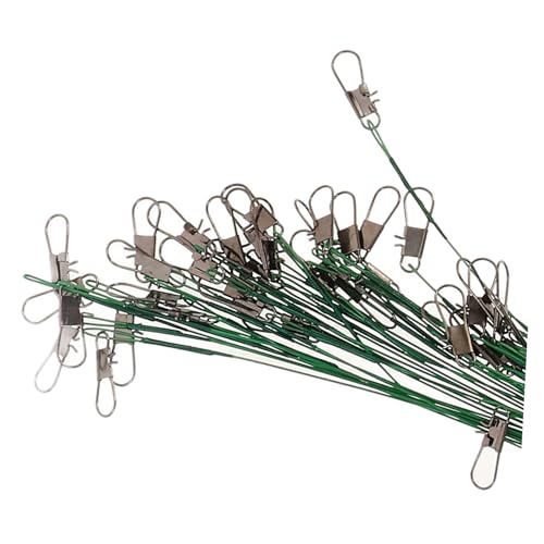 40 piezas líderes de acero para pesca con doble conector miniatura 3