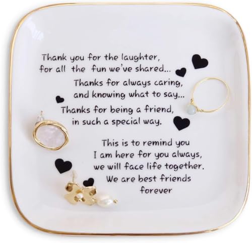 PUDDING CABIN Friend Birthday Gifts for Women,Friendship Thank You Ring Trinket Dish,Going Away Gifts for Friends,Long Distance Gifts for Women Moving Retirement Gifts For Woman