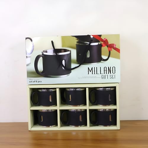 Image of Premium Stainless Steel Double Wall Coffee Mug Set 6 Pc Gift Set (150ml Each) | Insulated & Reusable Cups | Ideal for Gifting, Home, Office Use, Multicolor