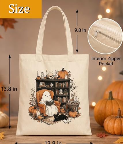 Image of Book Lovers Gifts Tote Bag for Bookish Readers, Aesthetic Book Tote Bag for Librarian, Medium Size with Inner Pocket