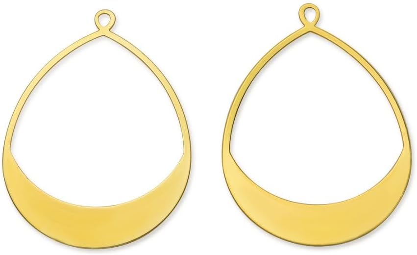 50pcs Adabele Tarnish Resistant 38mm Large Round Buckle Shape Drop Pendant Earring Findings 18K Yellow Gold Plated for Craft Jewelry Making BFW-A24