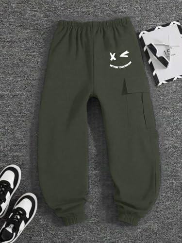 Image of Boys' Premium Cargo Jogger Pants | Soft Pilot Fabric | Stylish Printed Joggers with Side Pocket | Elastic Waist & Cuff(KBC-01)
