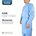 Blue Disposable Isolation Gowns for Adults, 10-Pack - Long Sleeve, Elastic Knit Cuffs, Tie-Back Closure, Fluid-Resistant SMS 30 gsm For Dental, Medical, Hospital & Industry — One Size