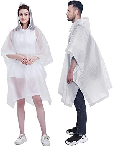 Adult Raincoat, Rain Poncho, 1Pack Portable EVA Raincoat with Hood Reusable Rain Coats Emergency Camping Survival Kits, Waterproof with Hoods and Sleeves Lightweight Rain Jacket for Women Men
