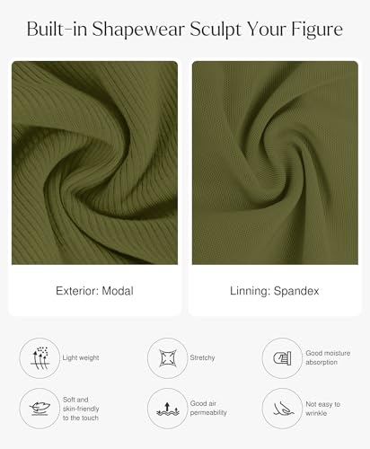 Image of Popilush Long Sleeve Midi Dresses for Women, Built-in Bra Shapewear Dress | Bodycon, Tummy Control, Square Neck, Cocktail Party and Dinners