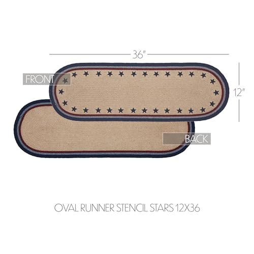 VHC-Brands-Braided-Cotton-Table-Runner-12×36-Cotton-Dining-Room-Kitchen-Table-Runner-Jute-Style-Farmhouse-Stenciled-My-Country-Collection-Rectangle-12×36-Stars-Navy VHC Brands Braided Cotton Table Runner 12×36 Cotton Dining Room Kitchen Table Runner Jute Style Farmhouse Stenciled My Country Collection Rectangle 12×36 Stars Navy