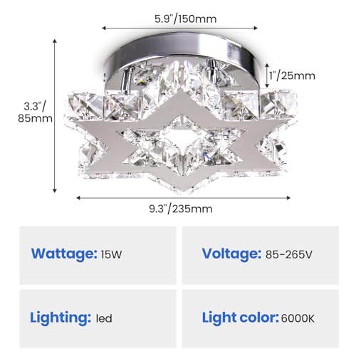Cainjiazh Chandelier Led Crystal Chandelier Modern Flush Mount Ceiling Light Fixtures Led Star Mini Chandeliers Light Fixture Ceiling Lamp For Kitchen Hallway Foyer Bedroom Dinning Room  thumb #4