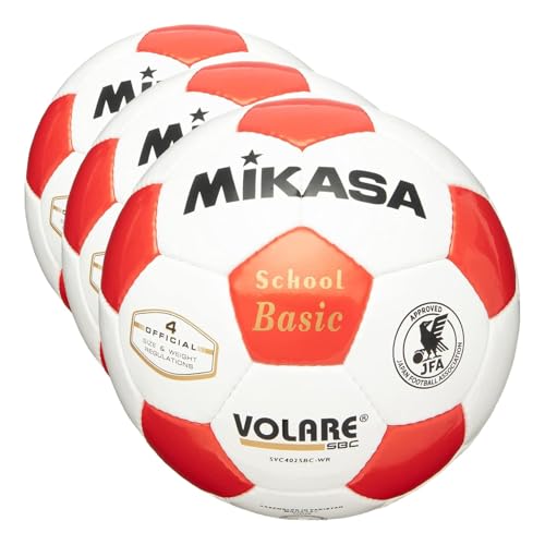 ミカサ(MIKASA) サッカーボール 4号 日本サッカー協会 検定球 (小学生用) ホワイト/レッド SVC402SBC-WR 推奨内圧0.8(kgf/㎠) (× 3)（Amazon）