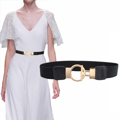 Yalice Women Dress Belts Elastic Waist Belt for Ladies Skinny Stretchy Belt with Gold Buckle