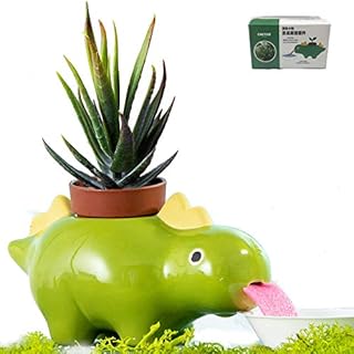 JHCtech Plant Pot Self Watering Succulent Pot Animal Tongue Drinking Cute Style Ceramic Mini Backpack Seed&Soil Not Including