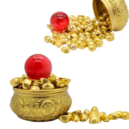 Image of Aisamco Brass Treasure Basin with 100 Ingots Red Ball