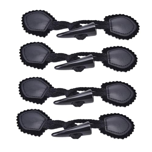 4 Pairs Leather Horn Toggle Closure Buttons Coat Jacket Duffle Shawl Clothes Sewing DIY Apparel Crafts - Black