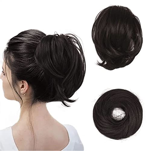 BARSDAR Hair Bun Ponytail Extension, Straight Synthetic Hairpiece Fully Short Ponytail Bun Extensions Hair Accessories Elastic Easy Scrunchie for Women
