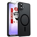 LeYi for Samsung A07 Phone Case: Samsung Galaxy A07 Phone Case [Magnet Fit] with [2 Packs] Screen Protector, Slim Frosted Translucent Cover Full Body Protection para Unlocked Galaxy A 07 4G, Black