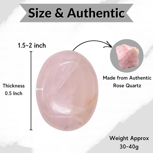 Image of Crystal Heaven Certified Rose Quartz Crystal Palm Pebbles Stones For Anxiety Stress Relief Massage - AAA Grade Original Healing Gemstone Agate Palm Stone For Yoga Meditation Spiritual Reiki Feng Shui