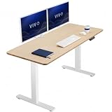 VIVO Electric 60 x 24 in Real Bamboo Standing Desk, Memory Height Adjustment, 1B Series, Holds 220 lbs, One-Piece Top, White Frame, DESK-KIT-1W6O