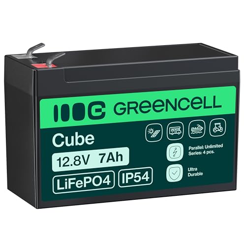 Green Cell CUBE LiFePO4 Spezial-Akku LiFePo-Block Flachstecker Li-Ion 12.8 V 7 Ah (GC-LFPGC12V7AH)
