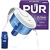 PUR 11-Cup Water Pitcher, 1 Filter, Cleaner, Great-Tasting Water, Dishwasher Safe, Powerful Filtration, Filter Change Light Indicator, LockFit Cap Design, White