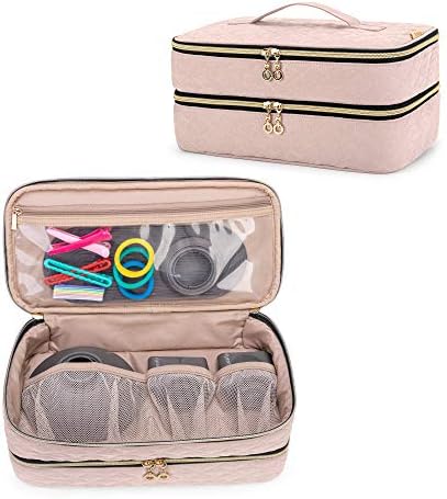 Teamoy Double-Layer Travel Organizer Bag Compatible with Dyson Supersonic Hair Dryer, Portable Travel Storage Bag for Hair Dryer and Attachments, Misty Rose(BAG ONLY)