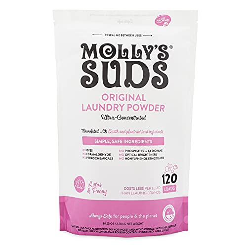 Molly's Suds Original Laundry Detergent Powder | Natural Laundry Detergent For Sensitive Skin | Earth-Derived Ingredients, Stain Fighting | Lotus & Peony Scented, 120 Loads #TOP9