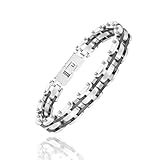 Materiali di alta qualità: Questo bracciale è realizzato con due materiali di alta qualità, l'acciaio inossidabile e il silicone, che garantiscono la robustezza e il comfort del prodotto. L'acciaio inossidabile non solo è resistente alla corrosione e all'abrasione, ma conferisce al bracciale un'elegante lucentezza metallica, mentre il silicone offre una sensazione morbida e confortevole anche dopo ore di utilizzo.