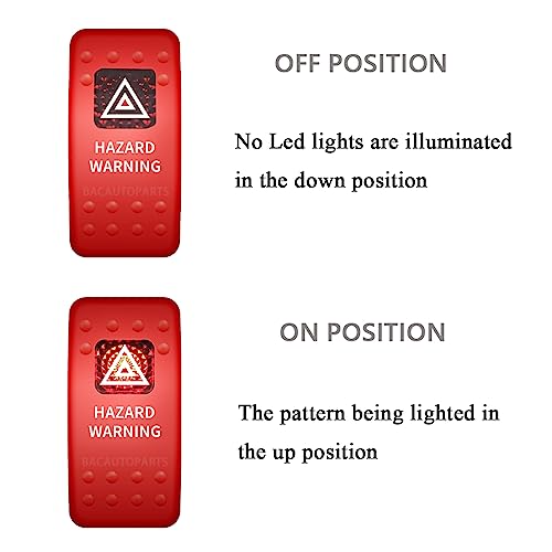Image of Red Led Hazard Warning Rocker Switch with 3 PIN Adjustable Flasher Relay LED Flasher Blinker for Car Truck Pickup UTV RZR Console