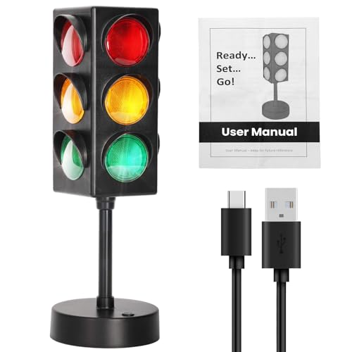 Aekops 11 Inch Traffic Light Lamp with Base for Room Decoration Stop Light Lamp with Color Changing and Blinking Modes Traffic Light Desk Lamp for Bedroom Classroom Party Decorations 1 Pack