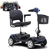 Elektromobil mit Lithium-Akku, 4 Rädern Seniorenmobil Senioren-Scooter 300w Roller Seniorenfahrzeug, Krankenfahrstuhl, Mobilitätsroller für Senioren, Faltbar und kompakt, 16 km Reichweite,Blue