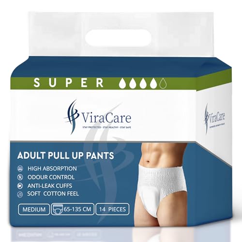 42 x Super Inkontinenz Pants, Windeln für Erwachsene, Erwachsenen-Windel für max. Saugfähigkeit und Schutz in der Nacht, Windeln für erwachsene Männer, Inkontinenz Pants Damen, Gr. M, Taille:65-135 cm