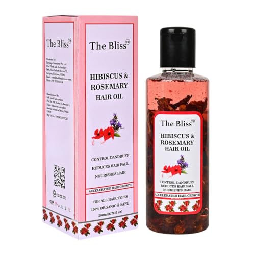 Image of The Bliss Hibiscus & Rosemary Hair Oil Enriched With Organic ingredients - Promotes Hair Growth, Reduces Hair Fall & anti dandruff for men & women 200ml
