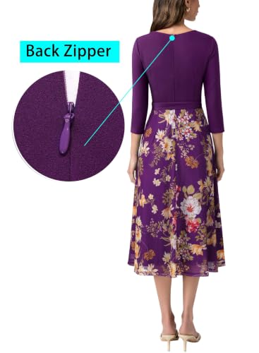Image of VFSHOW Womens Work Business Casual Church Pockets Belted A-Line Midi Dress