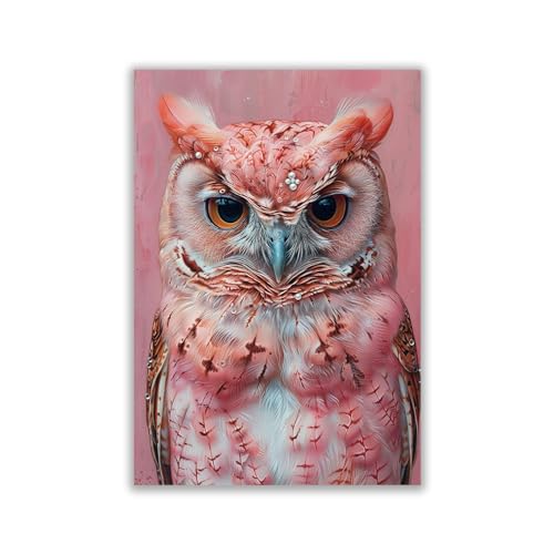 Tableaux western pink owl pearl pour sublimer facilement un mur vide de grand salon