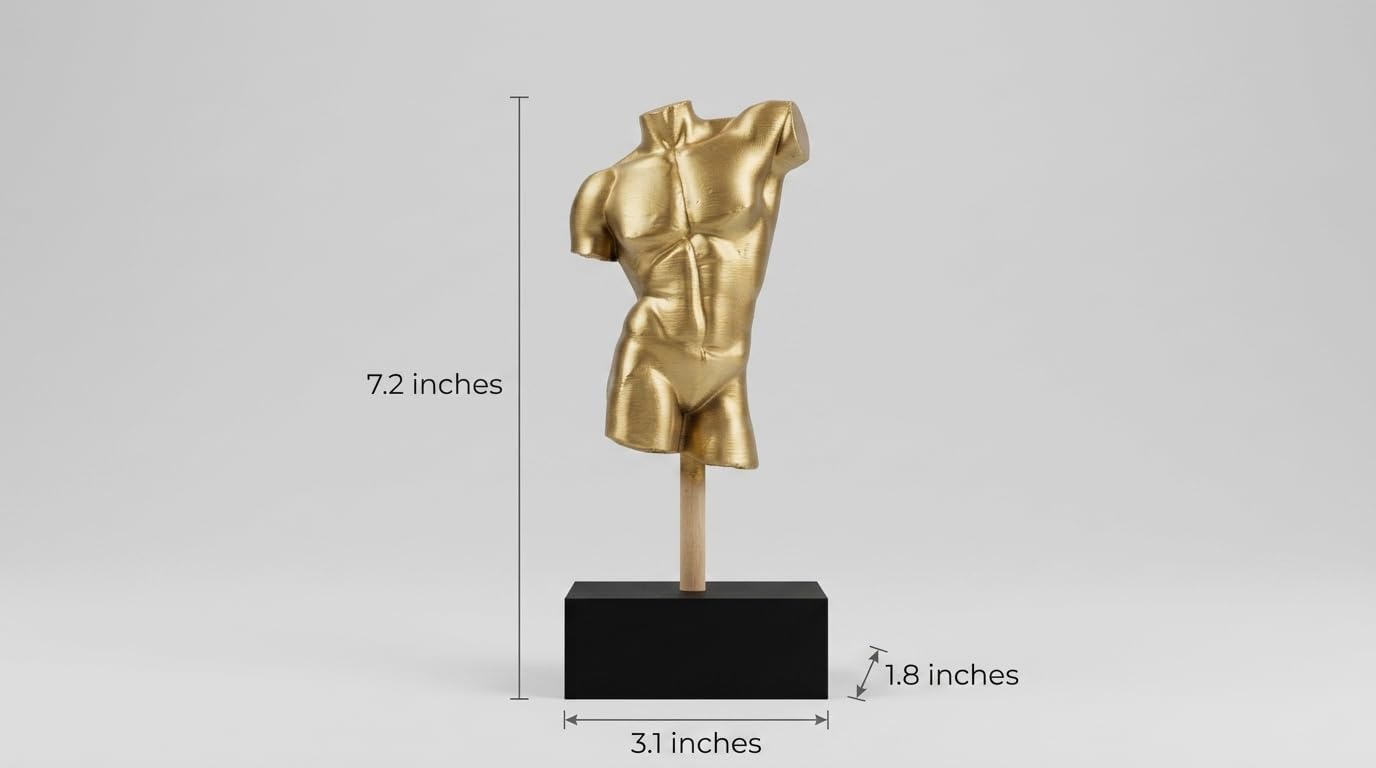 Male Torso Statue - Classical Greek Athletic Gold Bust