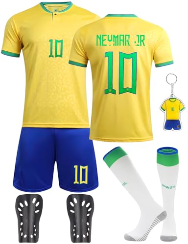Heartsking Maillot de Foot Maillot Foot Enfant Nouveaux Maillots #7/#10 Home/Away Soccer Football Jersey Sport Tshirt Shorts Chaussette Plaque de Protection...