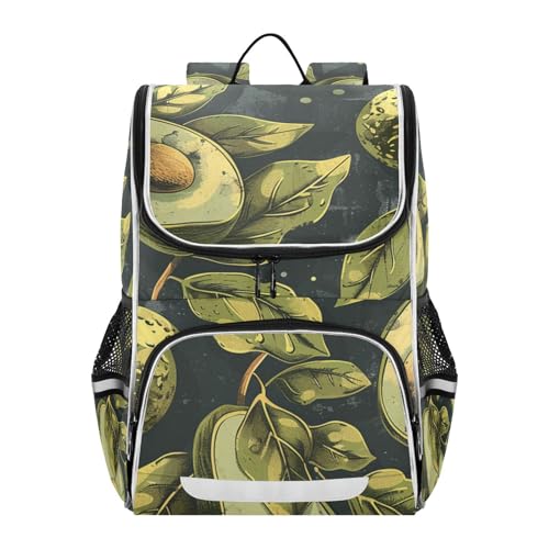 Mochila infantil escolar con estampado de aguacates verdes y diseño reflectante