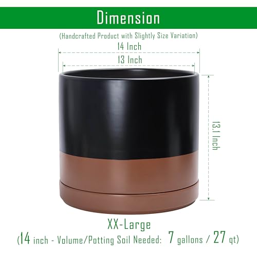 D'vine Dev 14 Inch Ceramic Planter Pot, Black/Tan, 94-O-G-7 by D'vine Dev - Used condition - Image 3