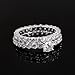 Epinki Fashion Ring Women 9K White Gold Stackable 2 Ring Set with Round Moissanite Wedding Bands Size 5