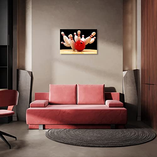Kawahone Sports Wall Art-Bowling Picture Poster -Hitting A Split Bowling Ball -Bowling Room Decor For Living Room, Bedroom, Office(12X18In) #TOP2