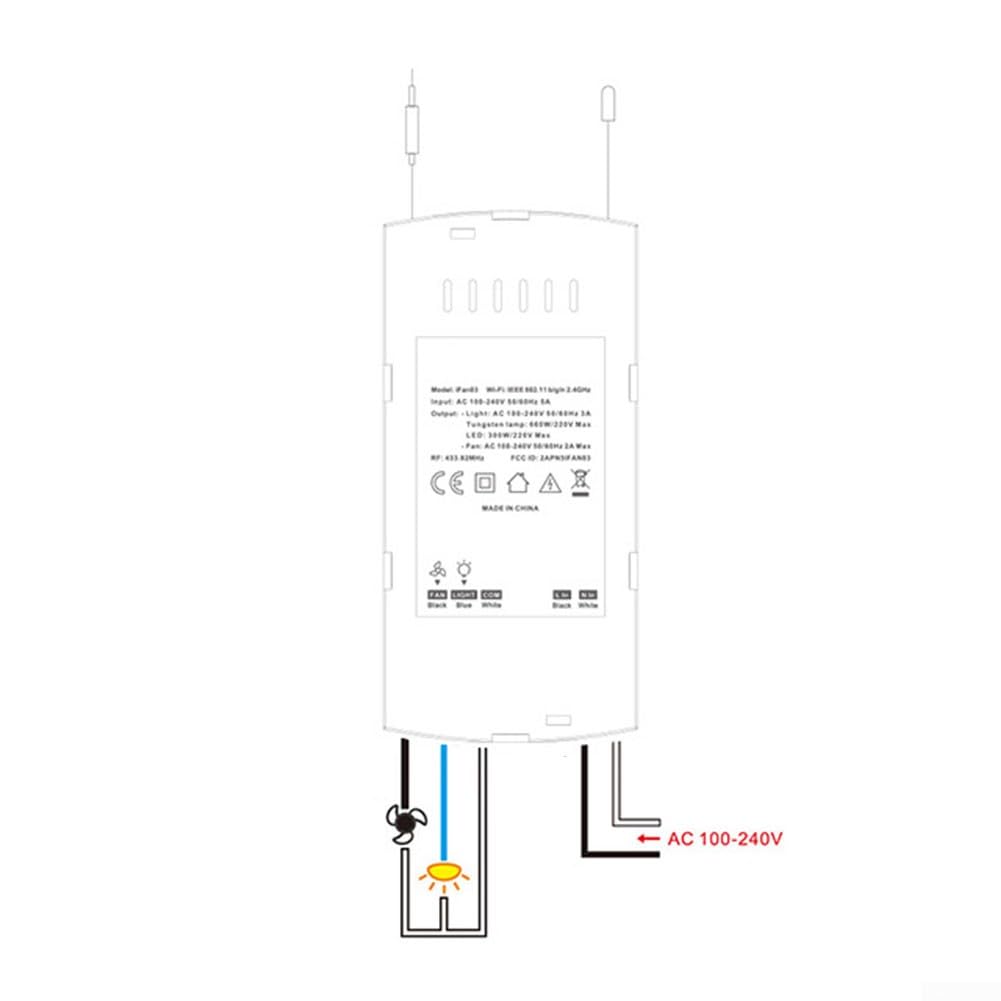 Controller Wi-Fi per Ventilatore da Soffitto AC iFan04-H SONOFF Bianco